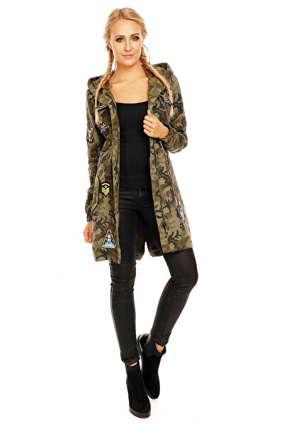WildFashion Army jacket accessorized with colorful stickers C550-120