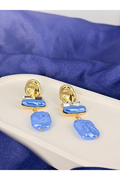 Unzilee Blue Pearl Dangle Brand Model Earrings