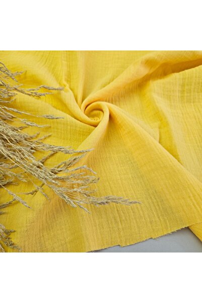 Kaf Kumaş Krinkıl Müslin | 2 Katlı Bürümcük Kumaş | Sarı