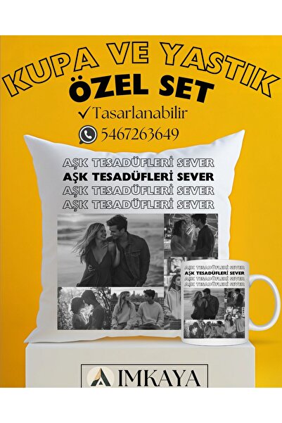 imkaya Kupa Yastık Kişiye Özel Set / Sevgili Arkadaş Özel Gün Hediyesi. Yükse...