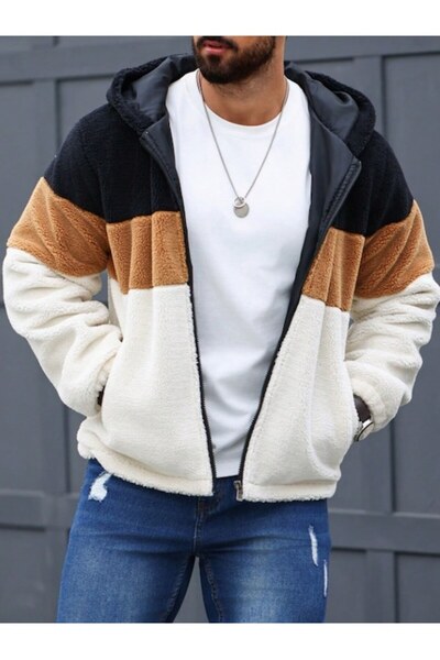 The Casius. Plus-Lined Jacket for Men, Three-Color Model, Warm, Size L, Beige multicolor