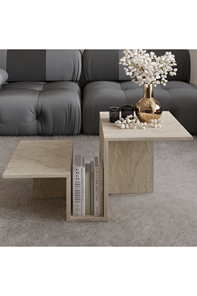 İNARCH DİZAYN Relinda Modern Orta Sehpa – Şık ve Fonksiyonel Traverten