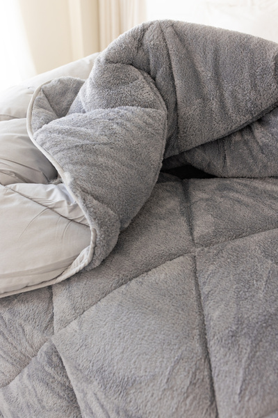 zenginhome Double Wellsoft Luxury Gray Quilt Reversible (195X215)