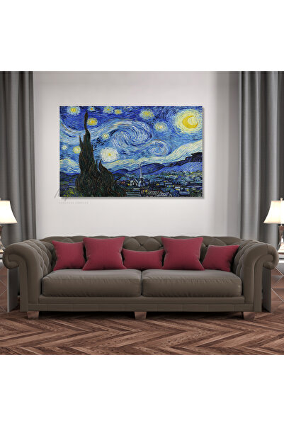Kanvas Tablo Dijital Baskı Duvar Tablosu Van-Gogh-starry2 Salon Tablosu Kanvas Ev Dekorasyon