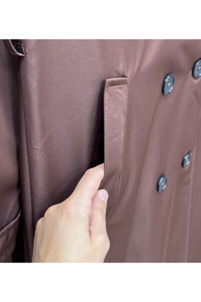 BENAHOLL Μακριά καμπαρντίνα με κορδόνια με κουμπιά Doresia-ZŞ6003 Καφέ