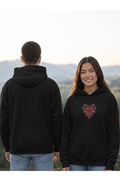 ArtYus Spider Heart Network Colorful cu imprimeu cu glugă Swea tricou