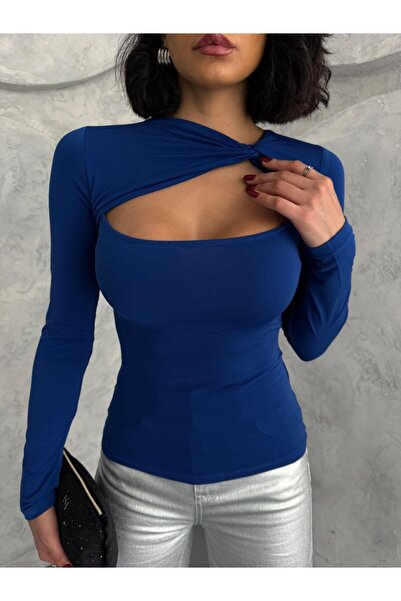 Lila Moda Women's Long Sleeve Finger-Through Cross Neck Stylish Body Blouse