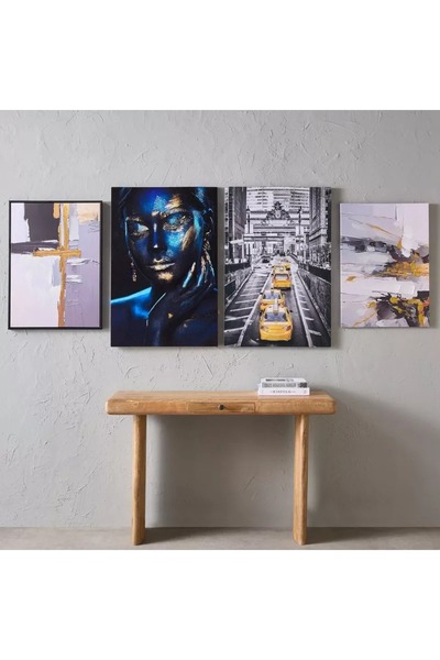 Generic Hand-painted framed wall art by Walmer, abstract print - 50x1.8x70 cm