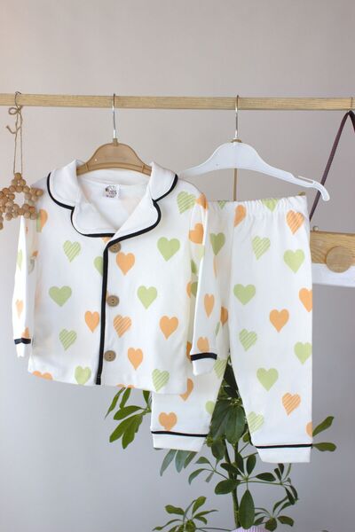 genybaby Kız Bebek Renkli Kalpli Pijama Takımı 2'li Takım