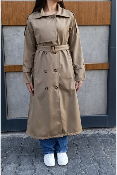 siyalife Classic Trench Coat with Wind Flaps, Pockets, Belt and Buttons