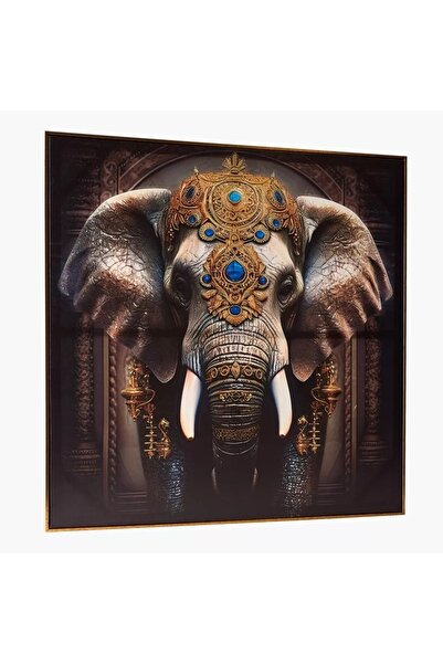Generic Elephant Ercel Framed Canvas Painting with Foil Surface - 80x80x2.8 cm