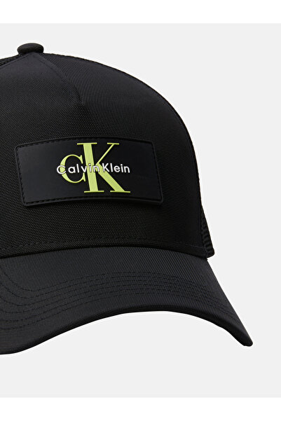 Calvin Klein Men Black Logo Sili Patch Ball Cap