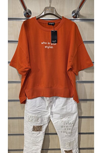 trendbysena Crew Neck Short Sleeve Women's Sweatshirt