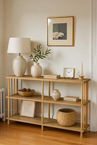 HESA KONSOL Çok Amaçlı Çevir Kur Atlantik Çam Desenli Konsol Salon Mobilyası