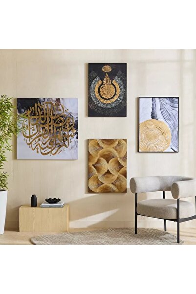 Generic Abstract Agate Wall Art, 80% Hand Painted with Gold Leaf Frame - 52 x 2.8 x 72 cm