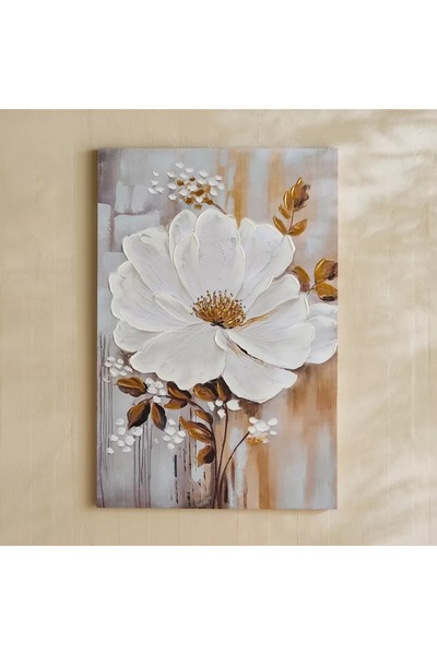 Generic Hand-painted framed wall panel of 80% agate Peony - 80x3x120 cm