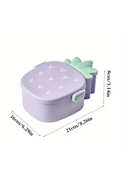Dörtel Tedarik Pineapple Look Children's Lunch Box 3 Compartment Portable Foo...