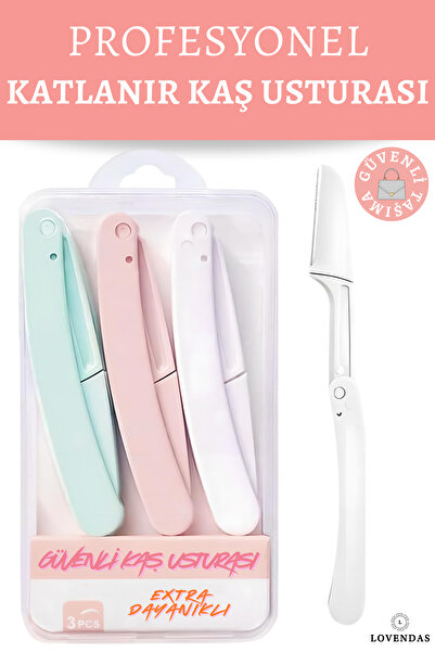 Lovendas Folding Professional Eyebrow and Facial Razor 3-Piece Box