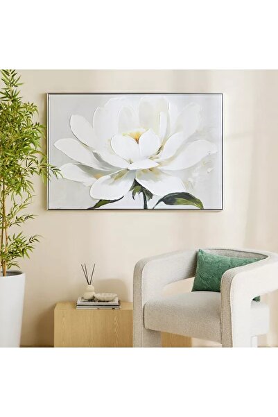 Generic لوحة فنية قماشية لزهرة مرسومة يدويًا بنسبة 60%، مؤطرة بألوان زاهية، مع حامل خشبي متين - 80×120 سم