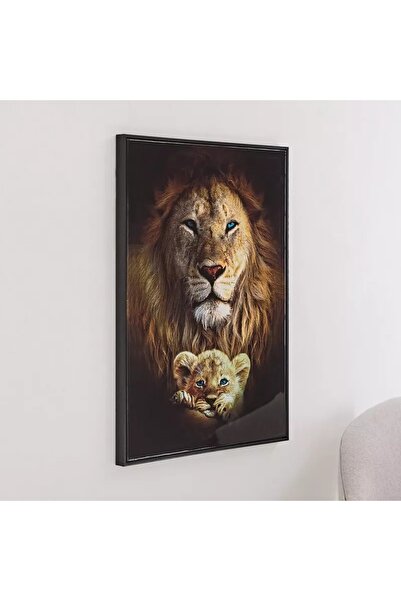 Generic صورة مؤطرة لأسد وشبل إيرسيل - 50x70x2.5 سم
