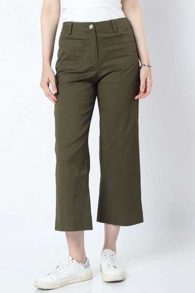 Kitschen بنطلون عالي الخصر مع جيوب أمامية