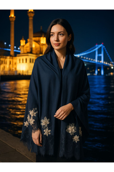 fiore fashion Lace Cashmere Silk Embroidered Pashmina Shawl Cashmere