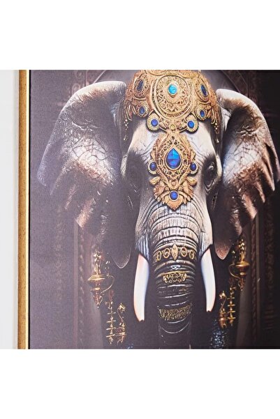 Generic Elephant Ercel Framed Canvas Painting with Foil Surface - 80x80x2.8 cm