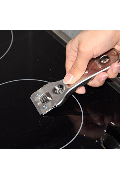 FACKELMANN 60140 hob scraper, 5 interchangeable blades, 13 cm, Stainless steel, Silver