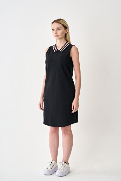 odelon Rochie neagră cu fermoar pentru femei