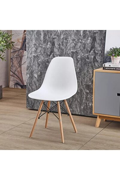 Generic كرسي طعام ديمي بأرجل من الخشب الصلب