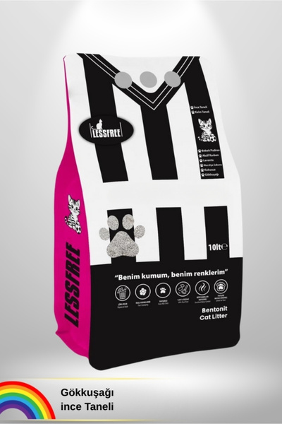 LESS FREE Cat Litter Gökkuşağı 10 Litre Kedi Kumu (Siyah Beyaz Ambalaj)