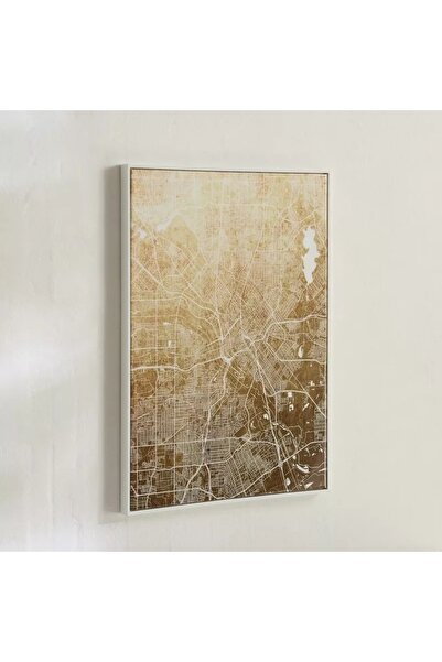 Generic City Map of Odiane, Cyprus, Framed Canvas with High Gloss ABS Surface - 50 x 70 x 2.8 cm