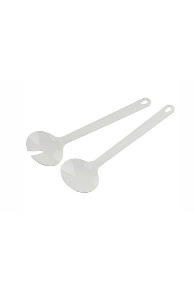 FACKELMANN Set of 2 salad utensils 41810, 29.5 cm, Plastic, Hanging hook, White