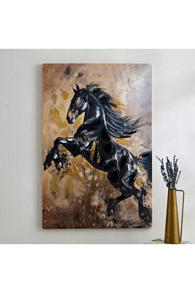 Generic Hand-painted wall art of Nairobi horses rearing - 90x2.5x60 cm