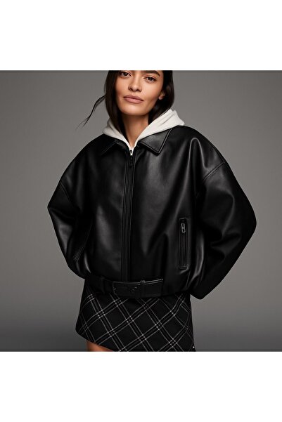 Ekim Store Yeni Sezon Kemerli Bomber Deri Ceket
