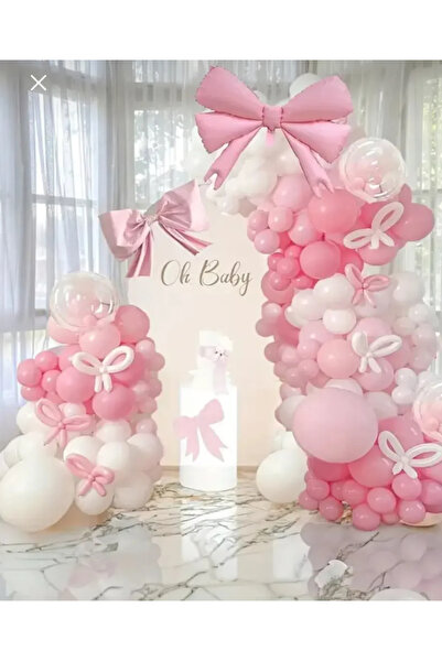 Mora süslemeleri Pembe Beyaz Balon Zinciri Seti
