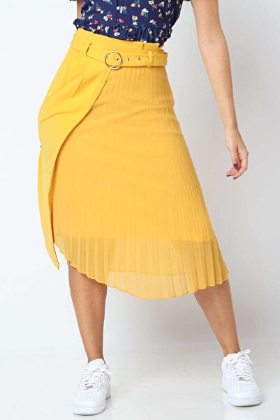 Kitschen Midi Pleated Half-Solid Skirt
