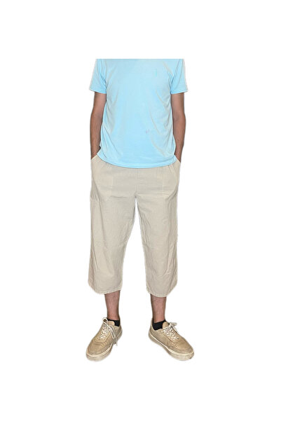 DUXA %100 PAMUK, KETEN KUMAŞTAN BELİ LASTİKLİ VE BAĞCIKLI ERKEK KAPRİ PANTOLON(SOLMA VE ÇEKME YAPMAZ)