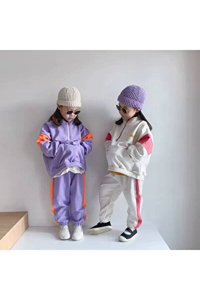 Çamur Kids Cool Slogan Zippered Kids Tracksuit Set - Girls Boys Sportswear 2-6 Years