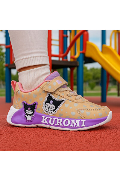 JOJO KIDS Girl's Light-Up Kuromi Leather Sneakers, Velcro and Ultra-Lightweight Sneaker