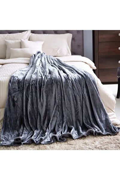 Generic Luxury Flannel King Size Bed Blanket, Grey, 240 x 220 cm