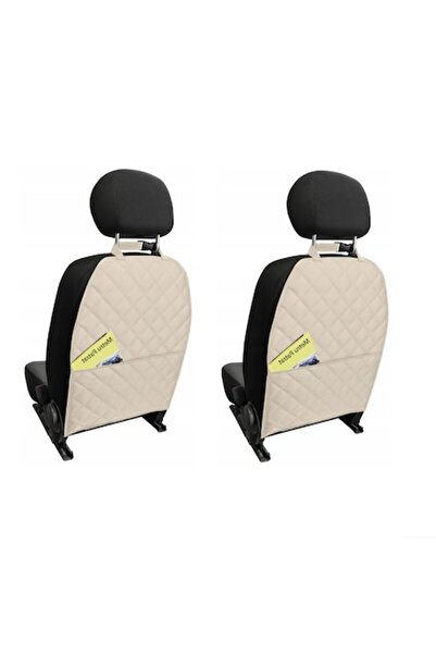 Metru Patrat Set 2 auto matte protective covers with organizer for front seat backrest, washable, waterproof, bei