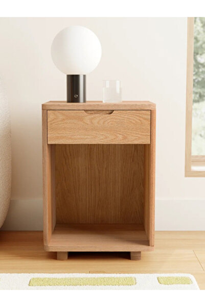 Creawood Ellie Masif Meşe Başucu Masası Komodin