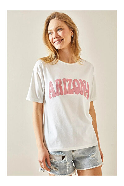 hazelin Γυναικείο μπλουζάκι με λαιμόκοψη σε λευκό ροζ Arizona HZL24S-DSB120261