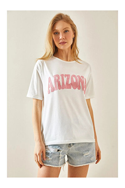 hazelin Γυναικείο μπλουζάκι με λαιμόκοψη σε λευκό ροζ Arizona HZL24S-DSB120261