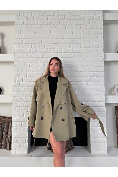 mirabella Kadın Astarlı Rüzgarlıklı Kuşaklı Kısa Trençkot