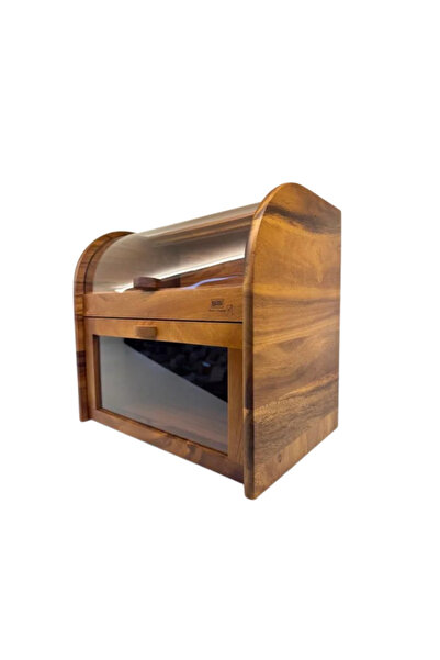 Bohara Billy Two-Tier Wooden Bread Box with Sliding Acrylic Lid