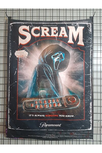 OWLBAG COMPANY سجادة حائط بتصميم منقوش باللون الأسود من OWL BAG Scream film afis