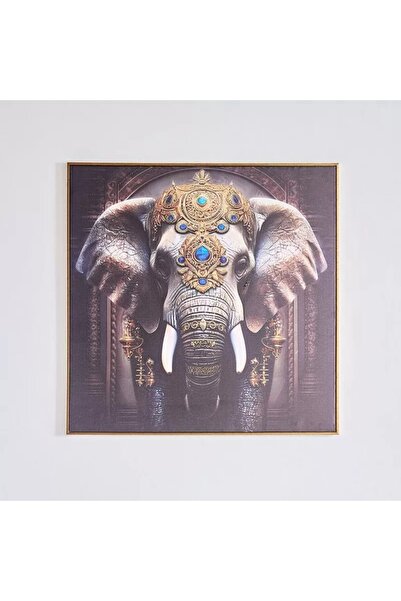 Generic لوحة قماشية مؤطرة على شكل فيل من إيرسيل بسطح من ورق القصدير - 80x80x2.8 سم