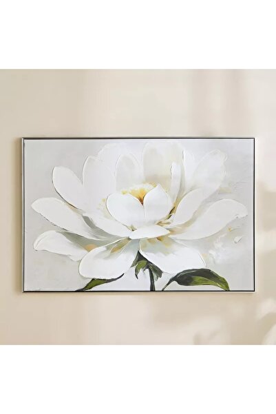 Generic لوحة فنية قماشية لزهرة مرسومة يدويًا بنسبة 60%، مؤطرة بألوان زاهية، مع حامل خشبي متين - 80×120 سم